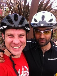 Me and @samscam after completing the Manchester to Blackpool ride